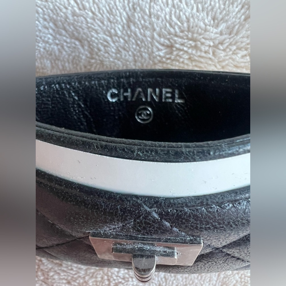 Rare Chanel Black/Aged Ruthenium Silver Lambskin Reissue Card Holder Wallet - Picture 8 of 11